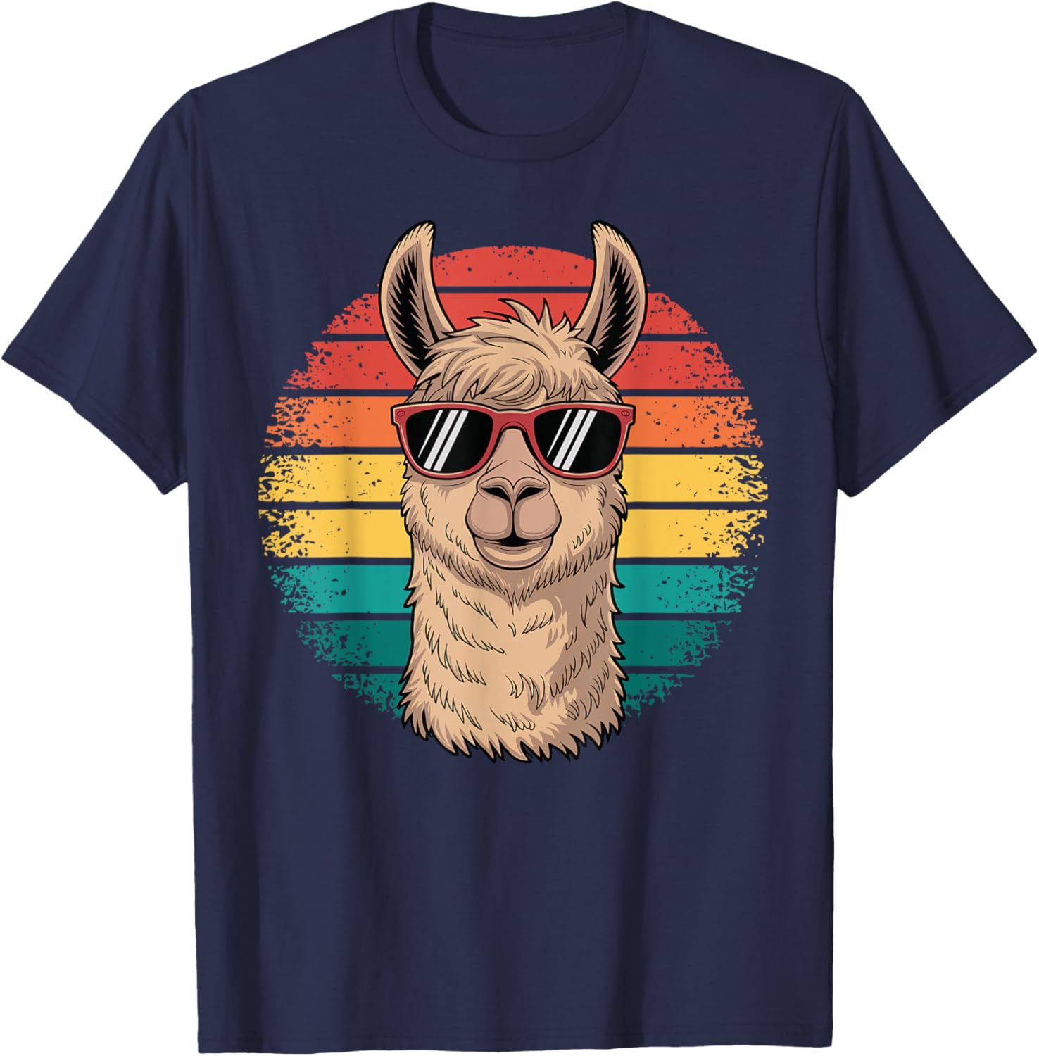 Retro Alpaca Llama Funny Comic Summer Vintage Animal T-Shirt - T-Shirt | Navy
