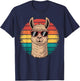 Retro Alpaca Llama Funny Comic Summer Vintage Animal T-Shirt - T-Shirt | Navy