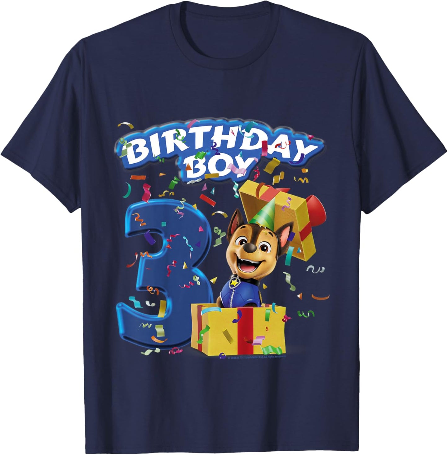 Offizielles Paw Patrol Chase Birthday Boy Age 3 T-Shirt - T-Shirt | Navy