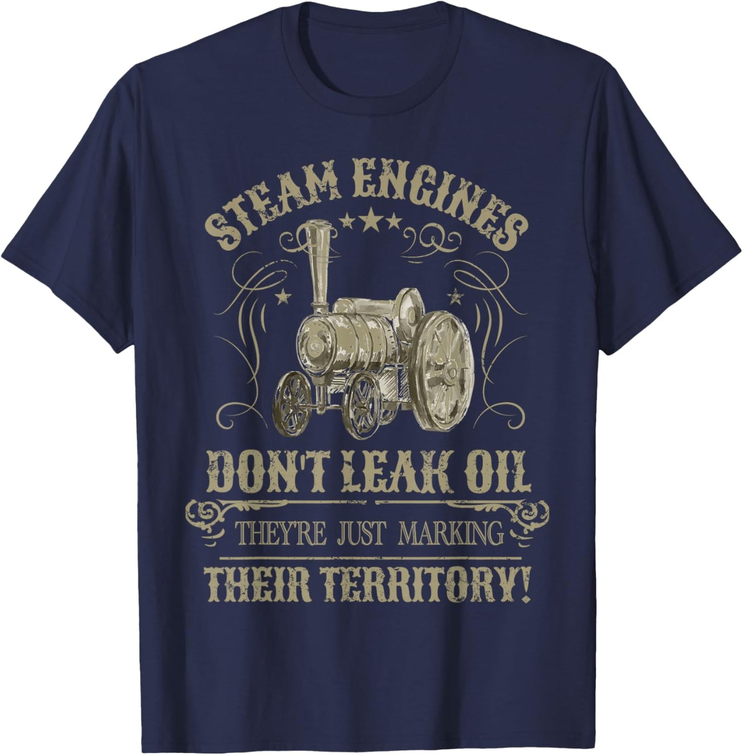 Steam Traction Engine Retirement Idea & Steam Engine T-Shirt - T-Shirt | Navy