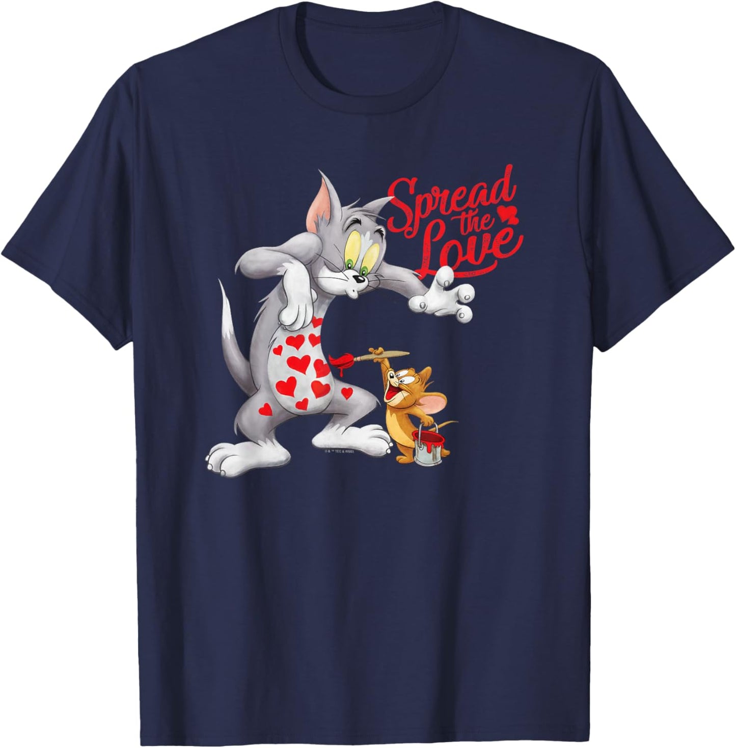 Tom and Jerry Valentine's Day Spread The Love T-Shirt - T-Shirt | Navy
