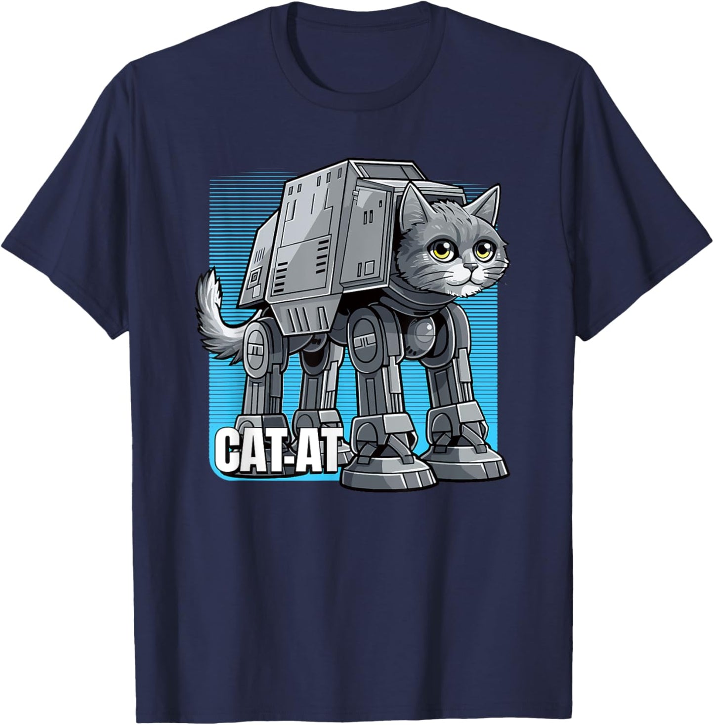 CAT-AT science fiction parody pet cat space robot sci-fi fan Men Women T-Shirt - T-Shirt | Navy
