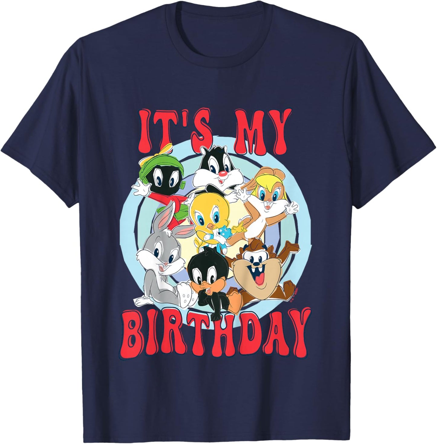 Kids Looney Tunes Looney Group Kid Drawn It's My Birthday T-Shirt - T-Shirt | Navy