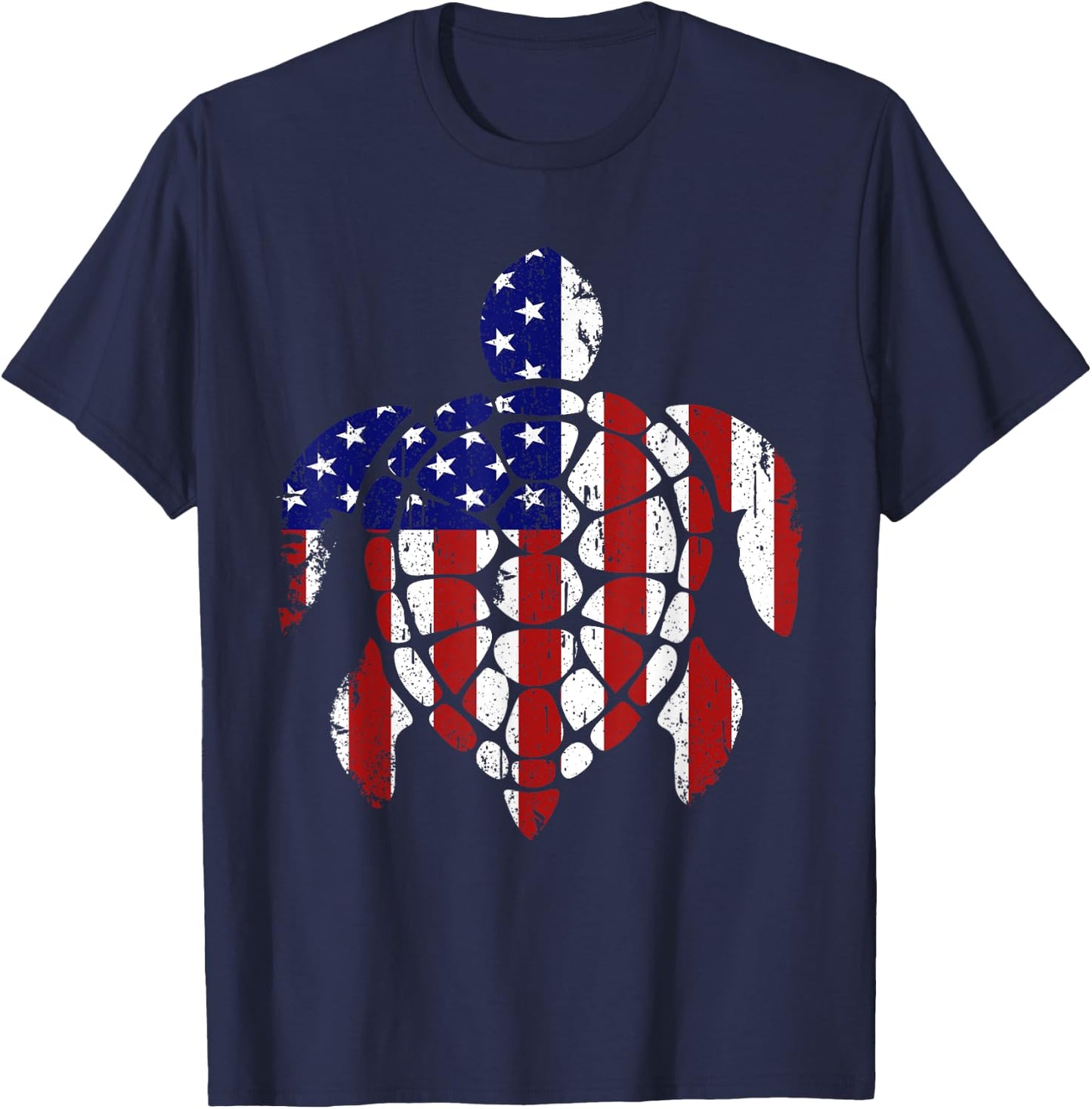 Sea Turtle 4th of July American USA Flag Patriotic Gift Kids Men T-Shirt - T-Shirt | Navy