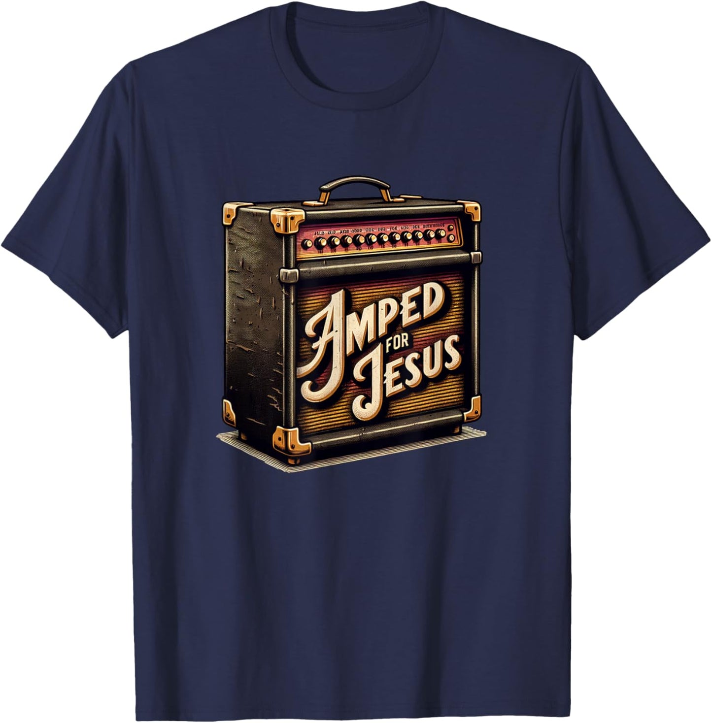 Amped for Jesus - Christian Worship, Music, Praise and Faith T-Shirt - T-Shirt | Navy