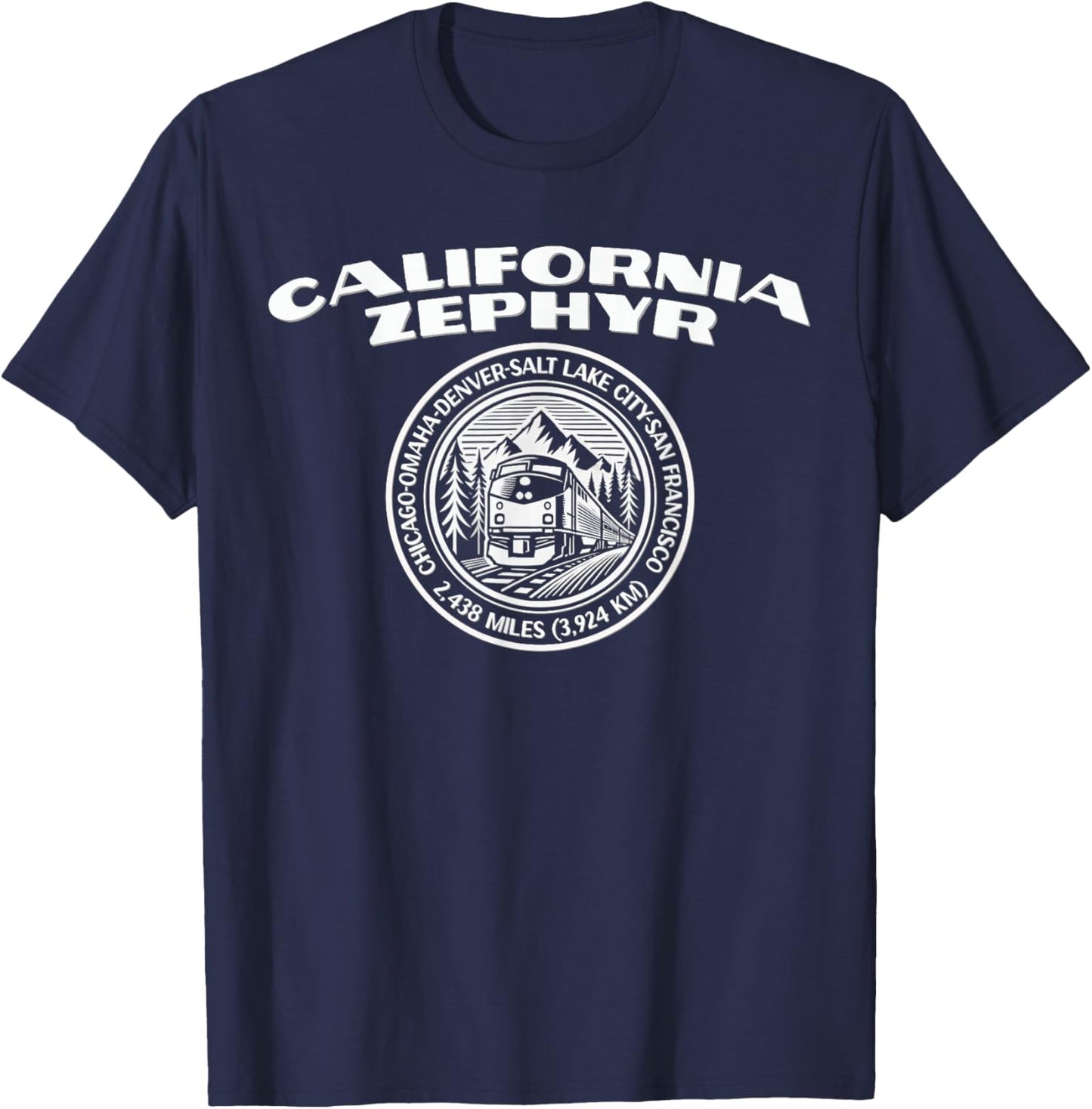 California Zephyr Vintage Modern Black T-Shirt - T-Shirt | Navy