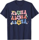 Aloha Hawaiian Hibiscus Flowers Retro Women's , Black, S T-Shirt - T-Shirt | Navy