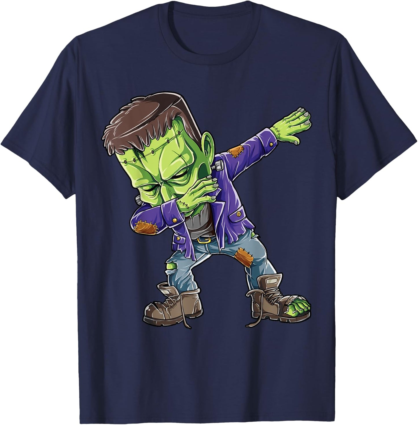Halloween Boys Men Dabbing Frankenstein Monster Zombie Dab T-Shirt - T-Shirt | Navy