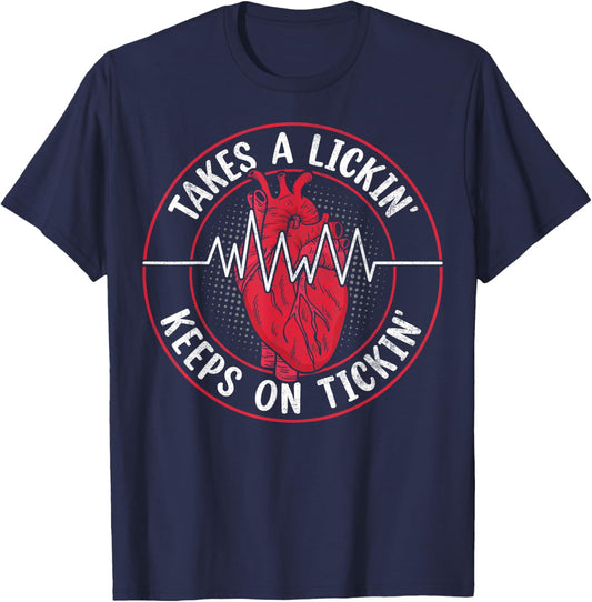 Takes A Licking And Keeps On Ticking Joke Sarcastic T-Shirt - T-Shirt | Navy