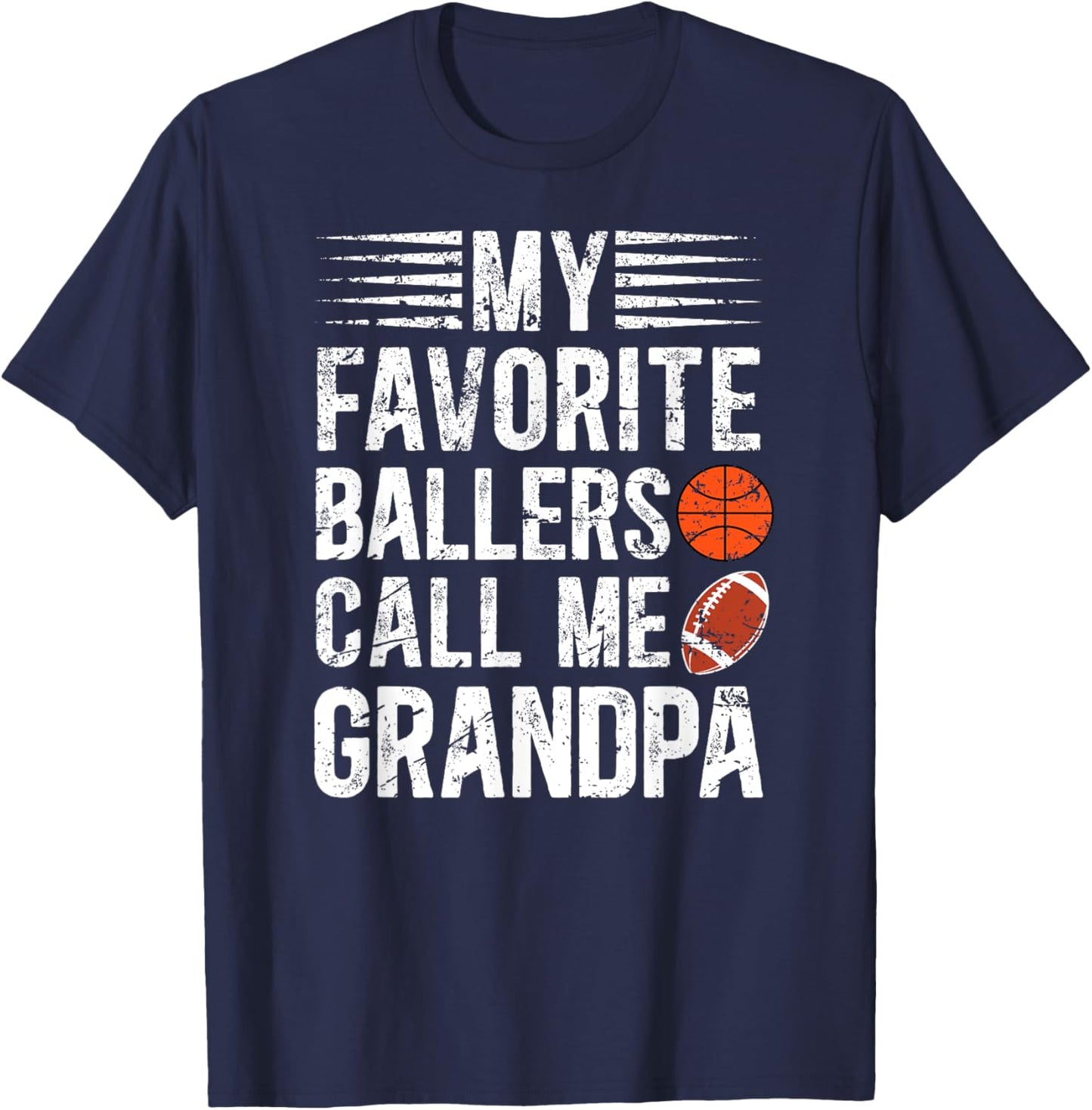 Ballers Call Me Grandpa Basketball Football Grandpa T-Shirt - T-Shirt | Navy