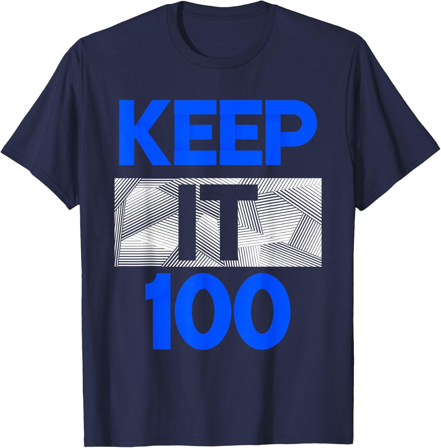 Blue Keep It 100 Royal Blue Graphic T-Shirt - T-Shirt | Navy