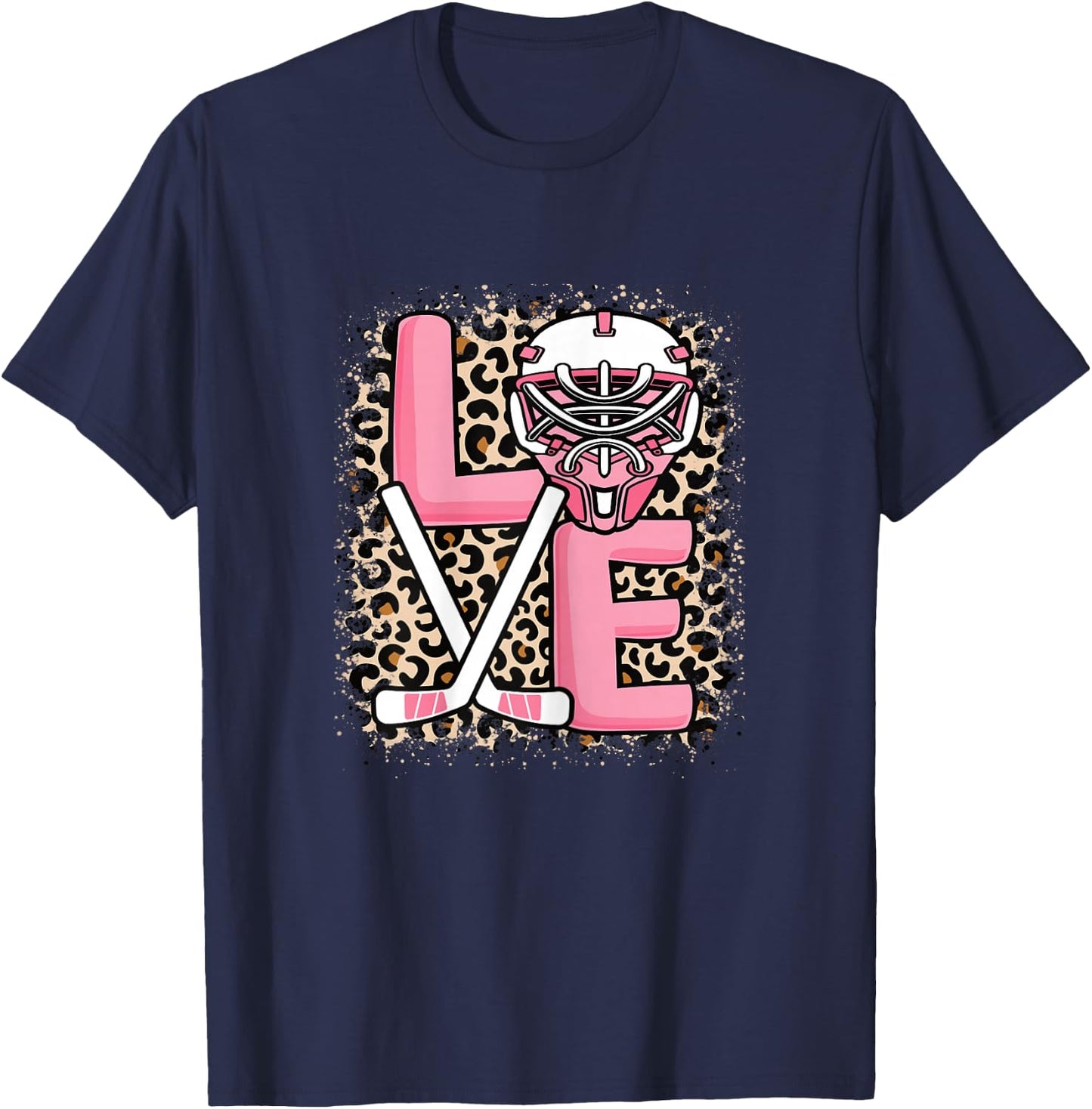 Cute Ice Hockey Love Hockey Player Women Girls Kids T-Shirt - T-Shirt | Navy