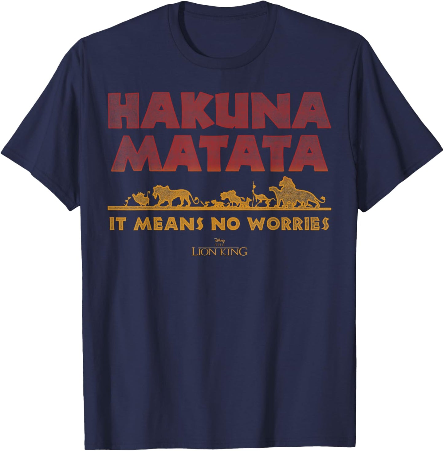 Disney Lion It Means No Worries Group Shot Gradient Logo T-Shirt - T-Shirt | Navy