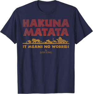 Disney Lion It Means No Worries Group Shot Gradient Logo T-Shirt - T-Shirt | Navy