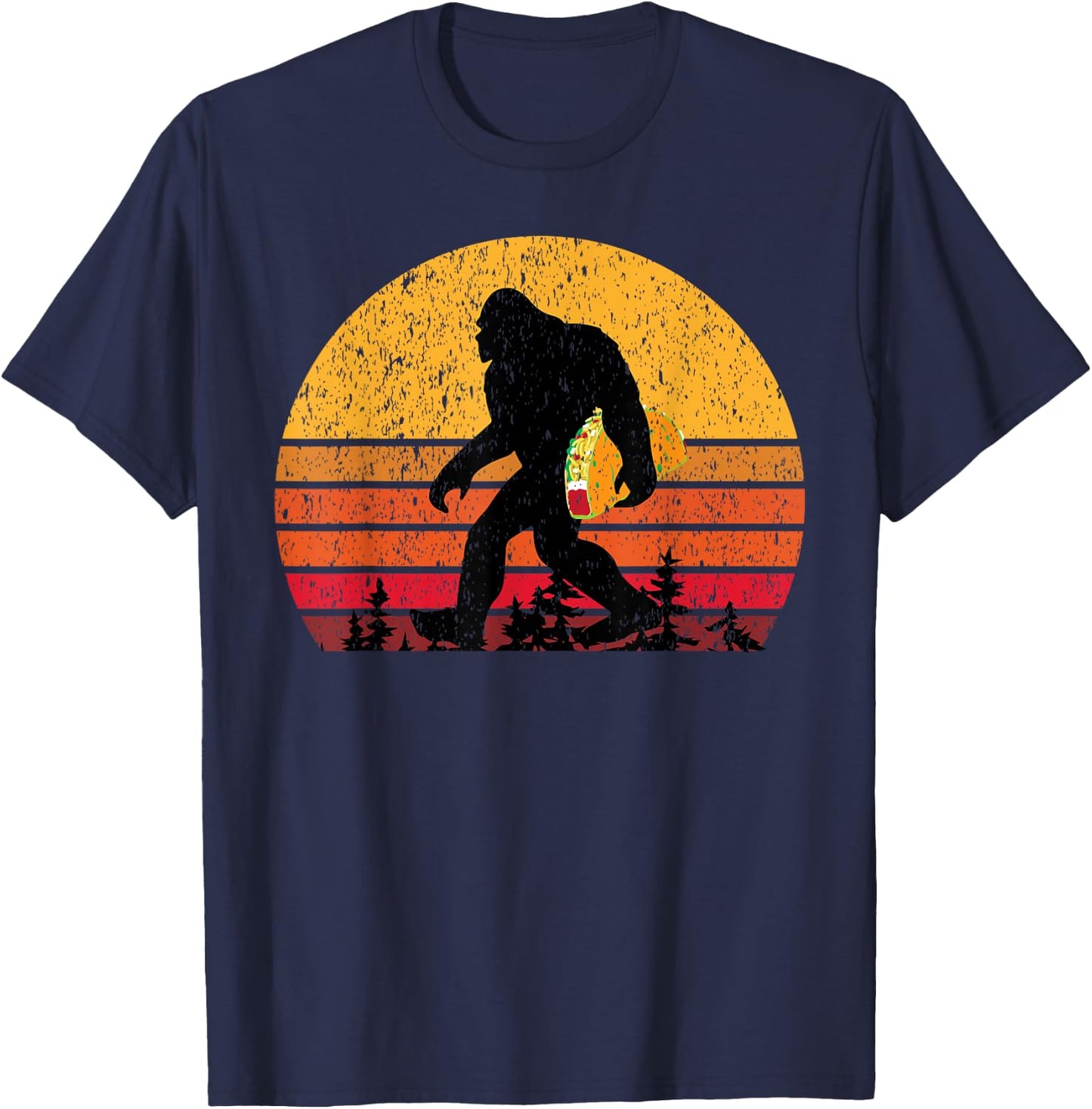 Bigfoot T Shirt & Men Carrying Taco T-Shirt - T-Shirt | Navy