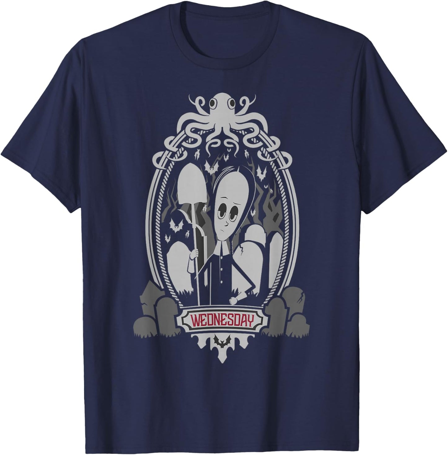 Addams Family Wednesday Addams Framed Portrait Small T-Shirt - T-Shirt | Navy