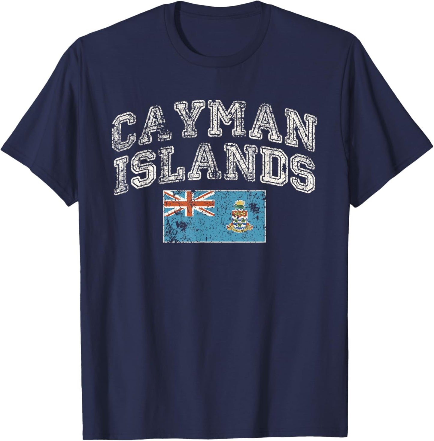 Vintage Retro Faded Cayman Islands Flag T-Shirt - T-Shirt | Navy