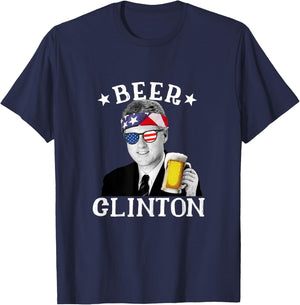 Beer Clinton Patriotic July 4th Drinking President Clinton Women Men T-Shirt - T-Shirt | Navy