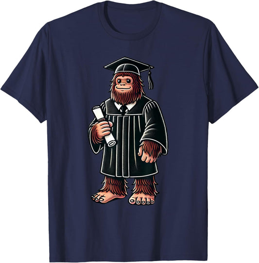 Cute Bigfoot Sasquatch Graduation T-Shirt - T-Shirt | Navy