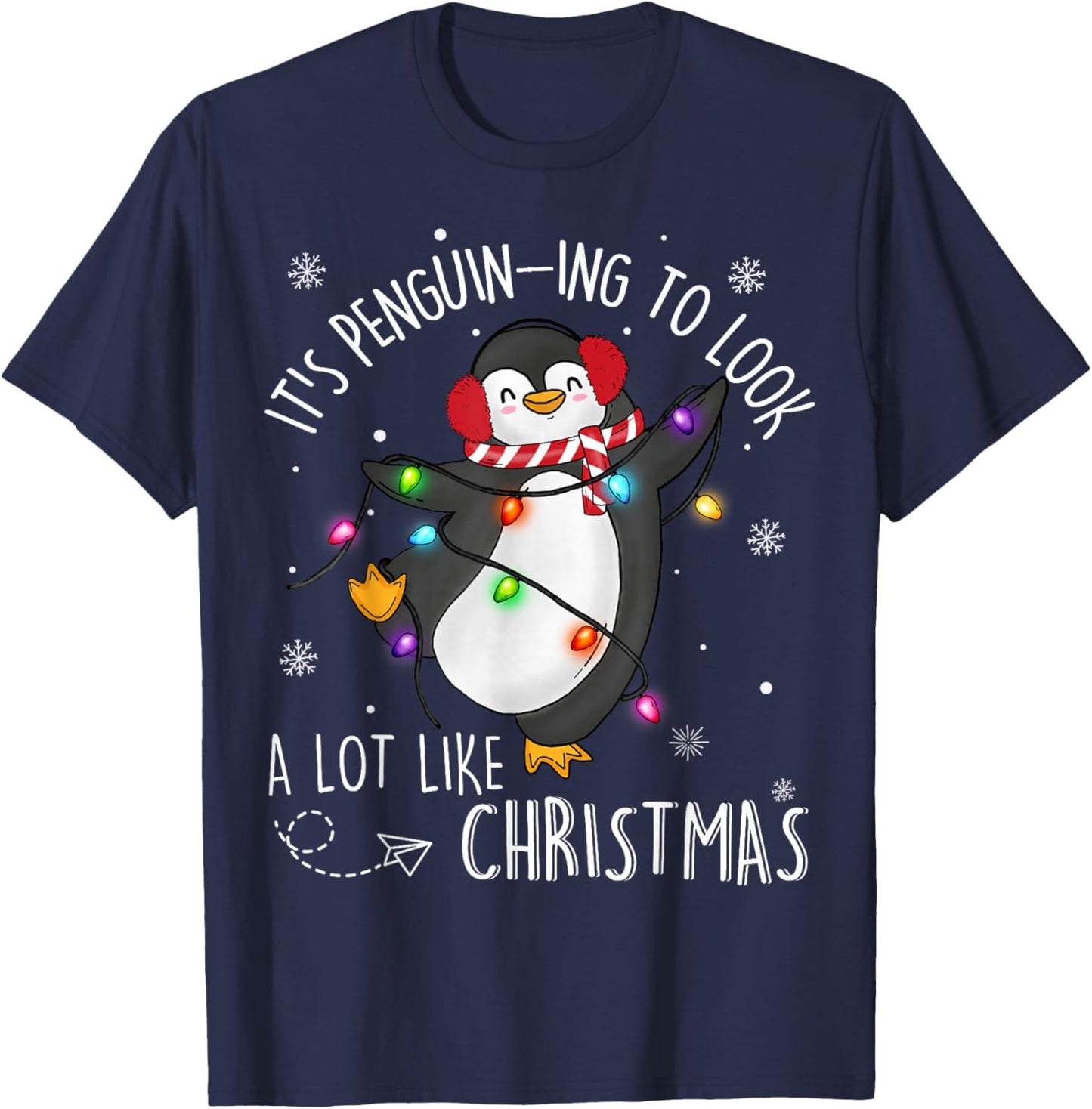 Its Penguining To Look A Lot Like Christmas Penguin Kids Pjs T-Shirt - T-Shirt | Navy