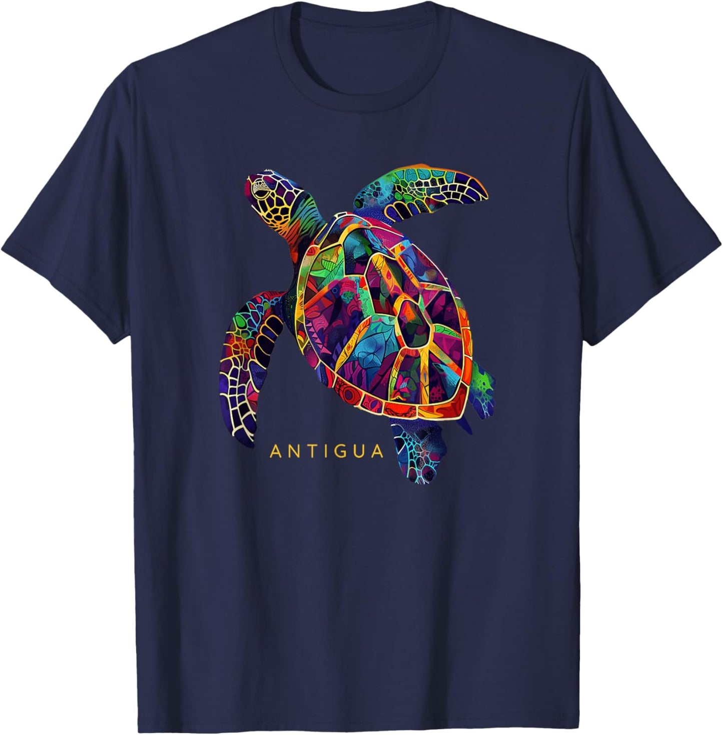 Antigua Barbuda Sea Turtle Scuba Diving Beach Summer Vintage T-Shirt - T-Shirt | Navy