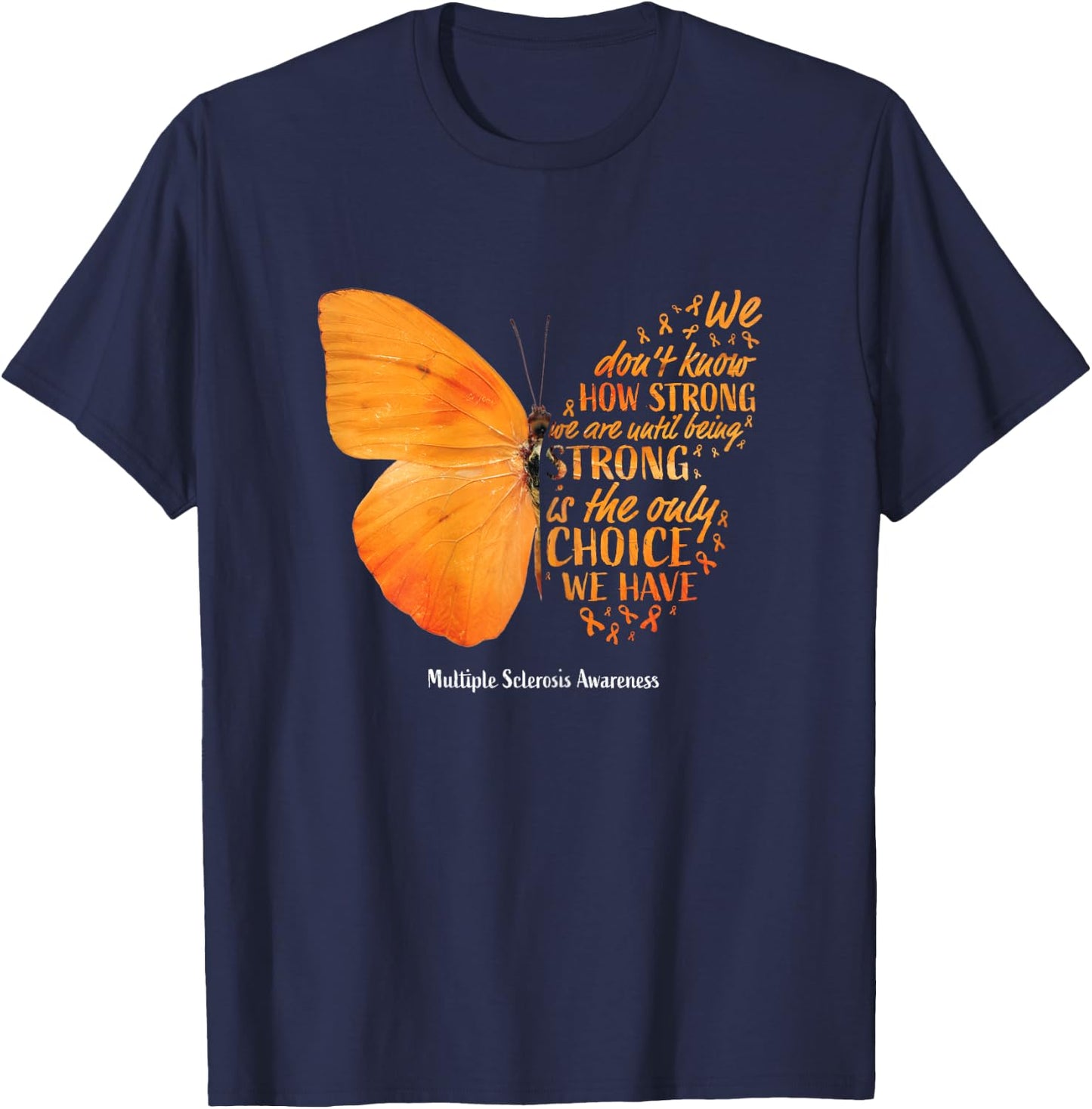 Multiple Sclerosis Awareness Gifts Women Mom Cute Butterfly T-Shirt - T-Shirt | Navy
