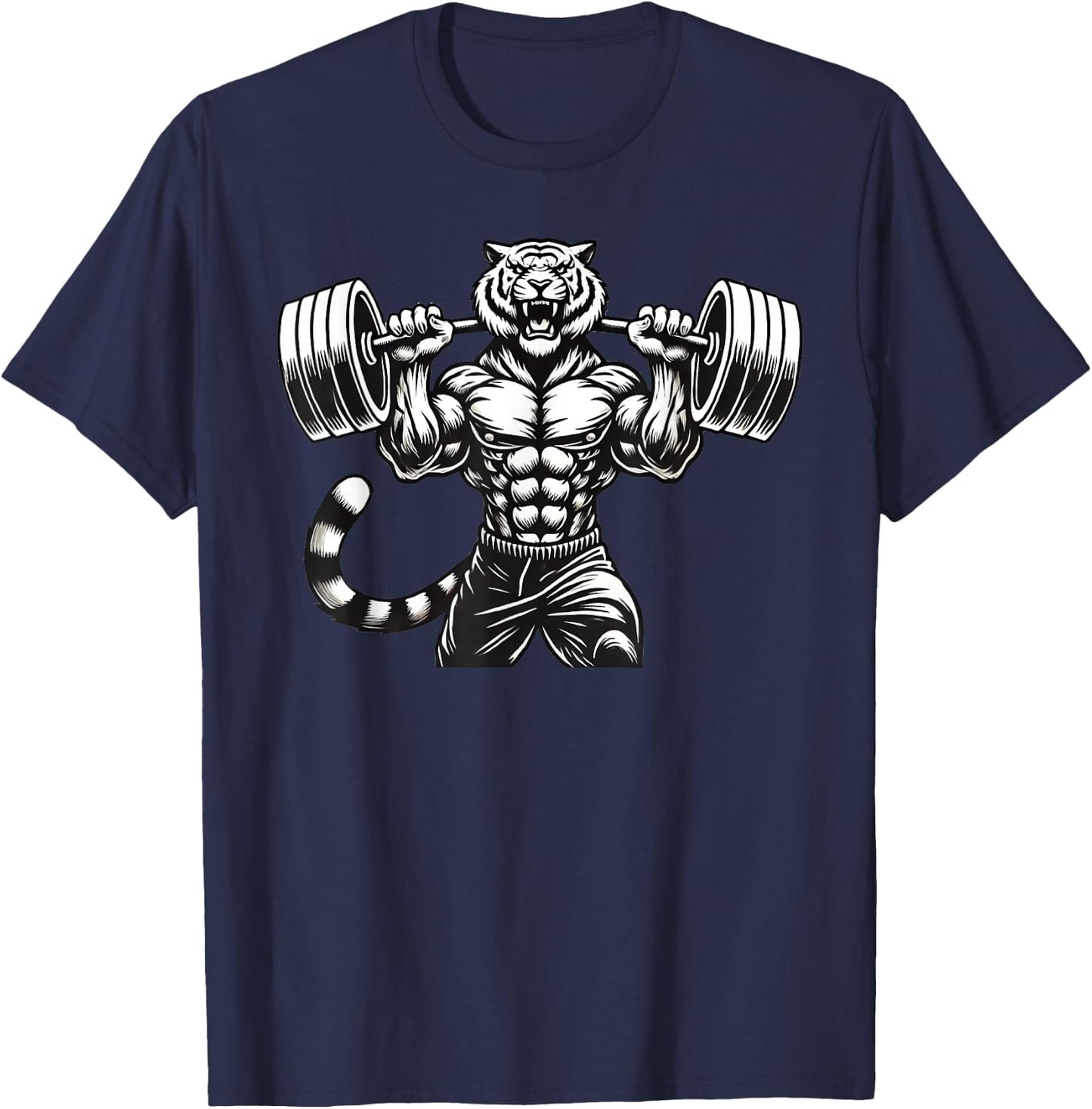 Tiger Powerlifting Weightlifting Gym Workout T-Shirt - T-Shirt | Navy