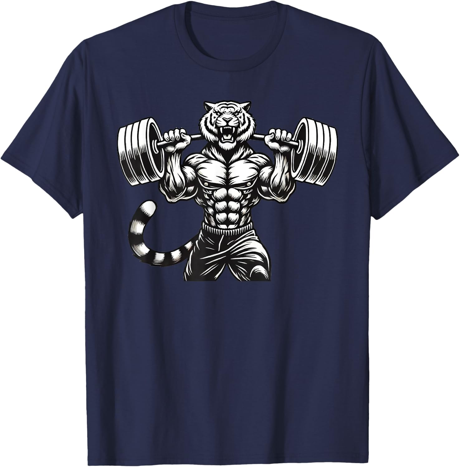 Tiger Powerlifting Weightlifting Gym Workout T-Shirt - T-Shirt | Navy