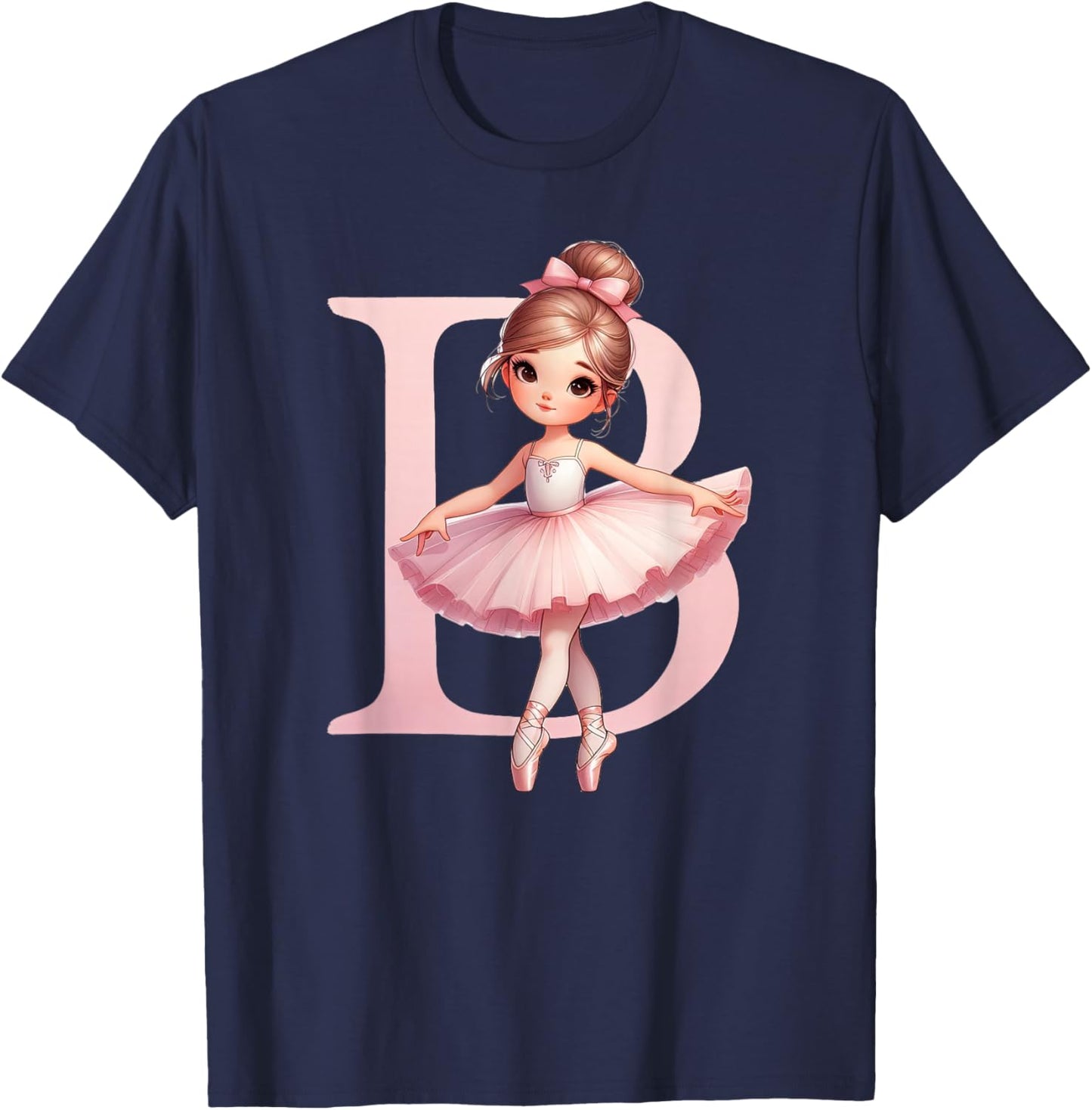 Ballerina Girl Dancing Name First Letter B Girly Tutu Ballet T-Shirt - T-Shirt | Navy