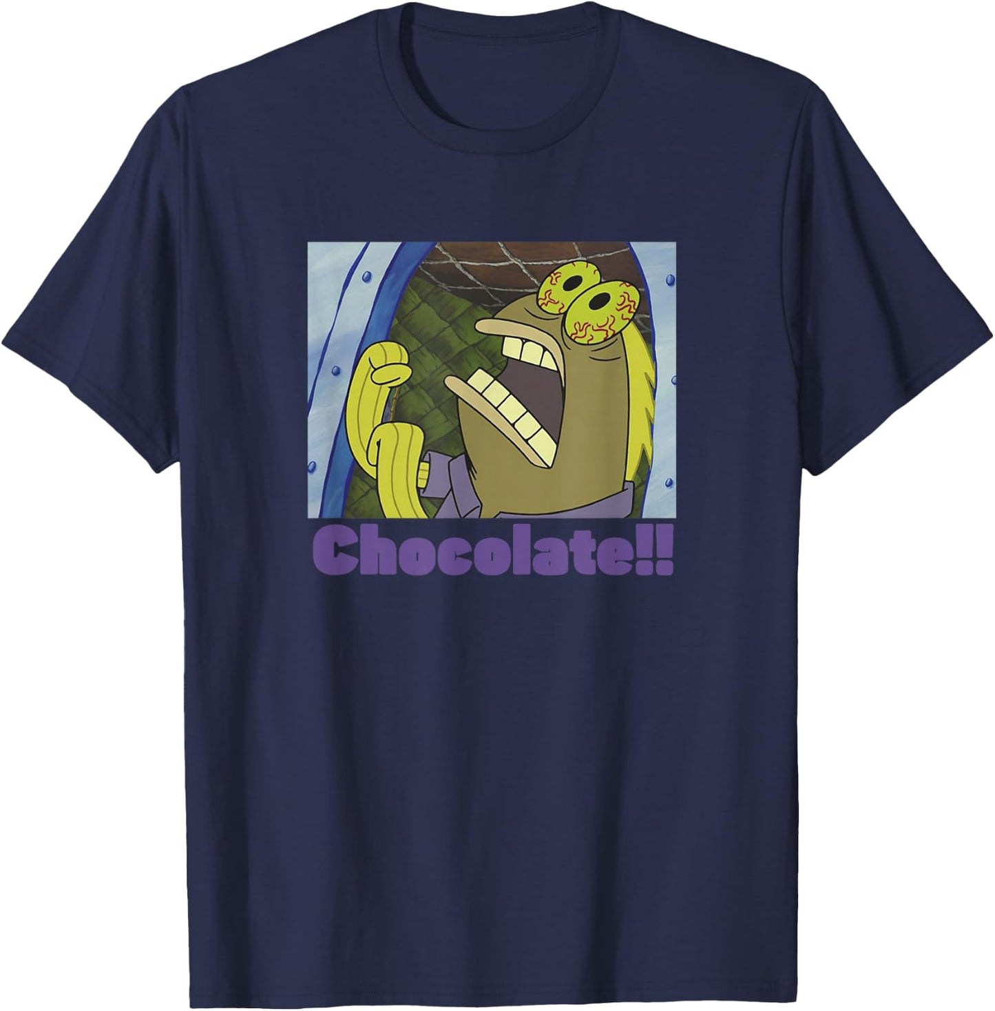 Spongebob Squarepants Fish Screams Chocolate T-Shirt - T-Shirt | Navy