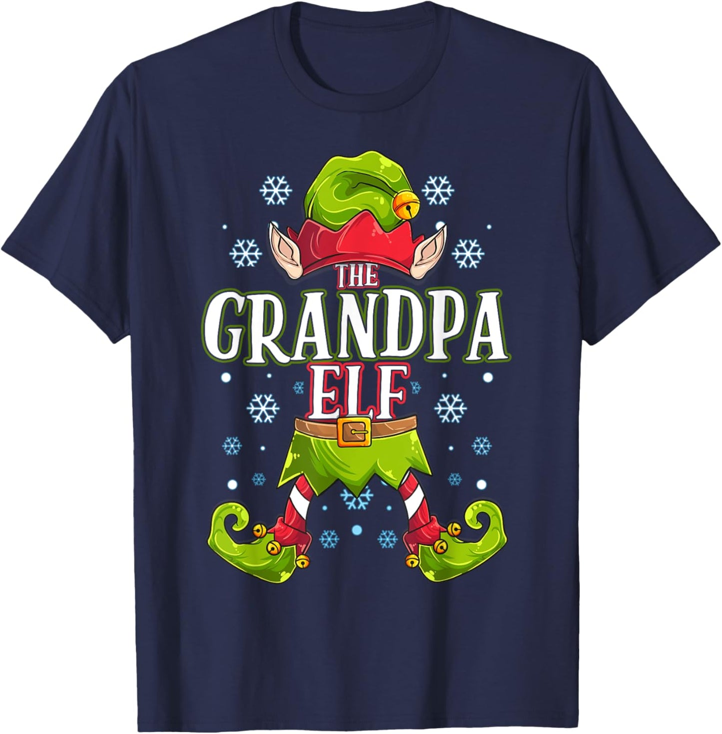 Grandpa Elf Matching Family Group Christmas Party T-Shirt - T-Shirt | Navy