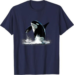 Orca Motif Whale Predator Animals Design T-Shirt - T-Shirt | Navy