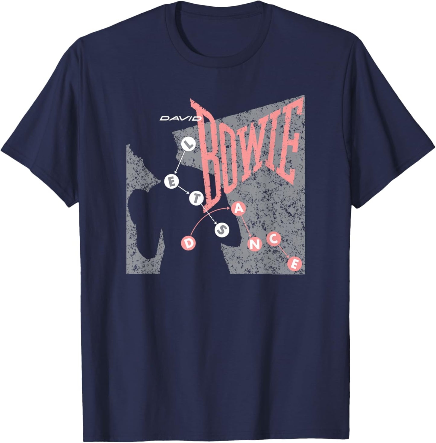 David Bowie Let's Dance Pink and Grey T-Shirt - T-Shirt | Navy