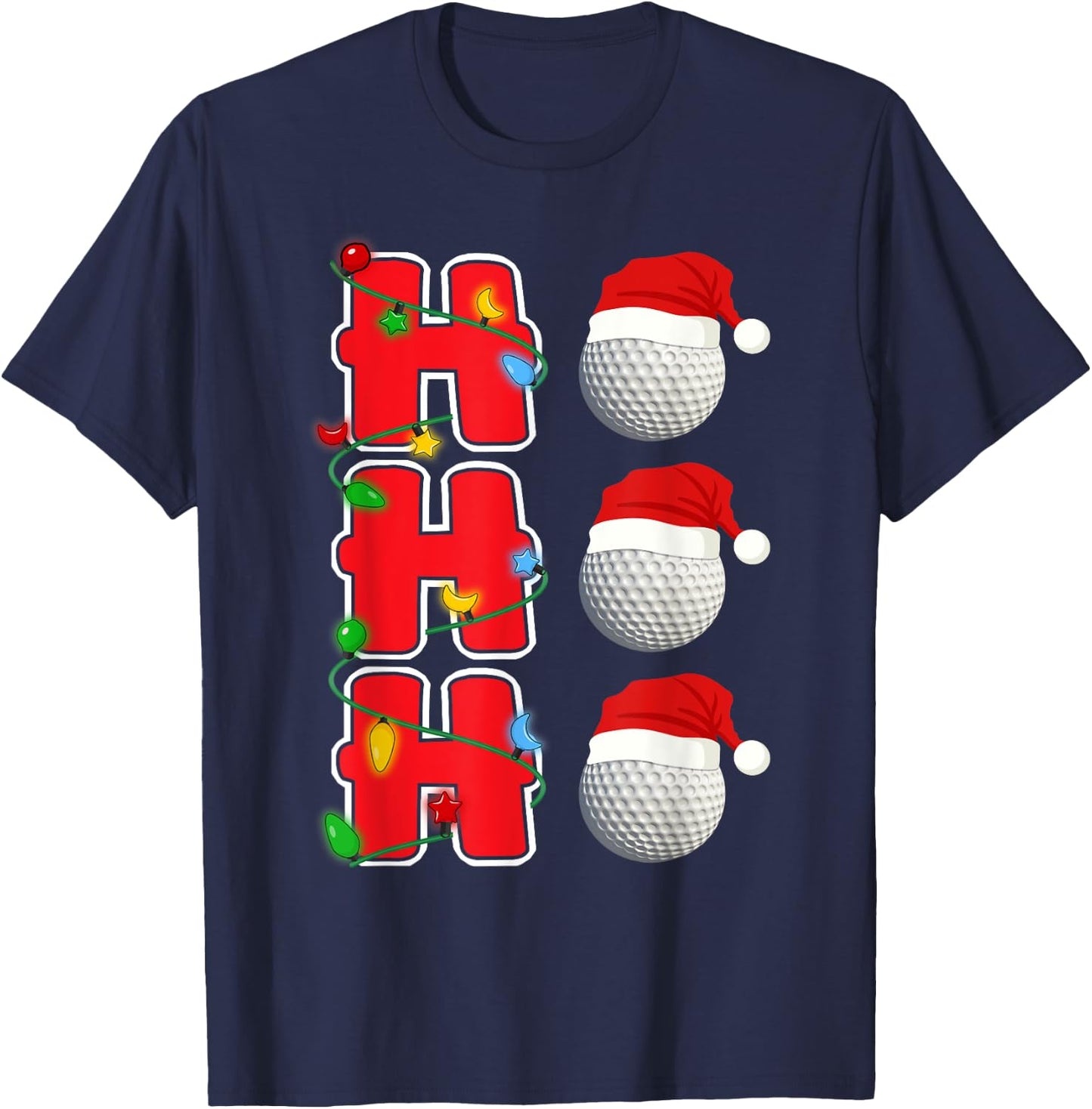 Ho-Ho-Ho Santa Golf Christmas Gift T-Shirt - T-Shirt | Navy