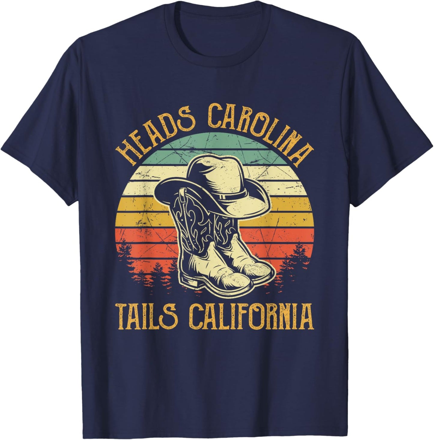 Heads Carolina Tail California Western Cowgirl Country Music T-Shirt - T-Shirt | Navy