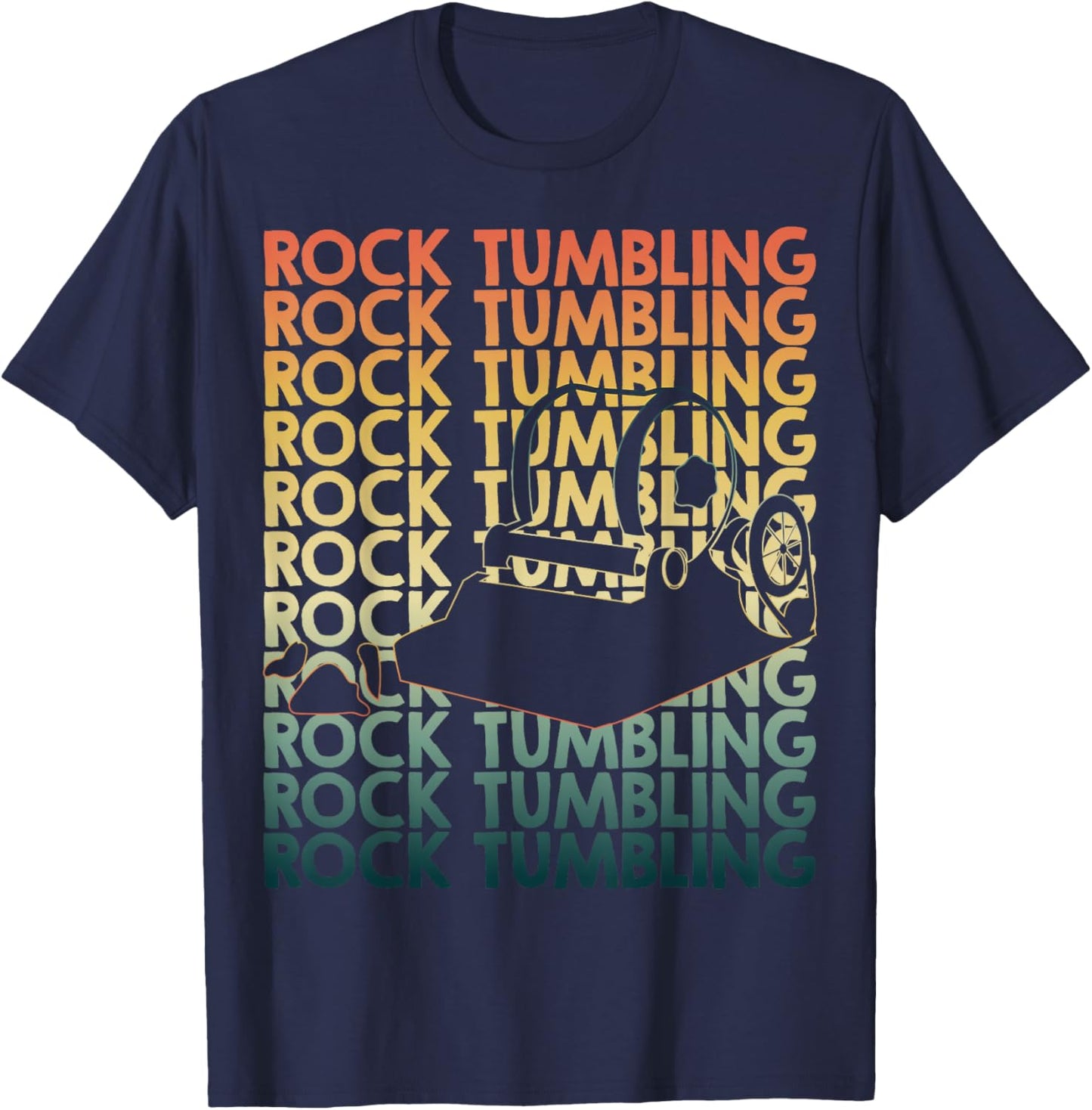 Retro Rock tumbling Repetitive Rock tumbler T-Shirt - T-Shirt | Navy