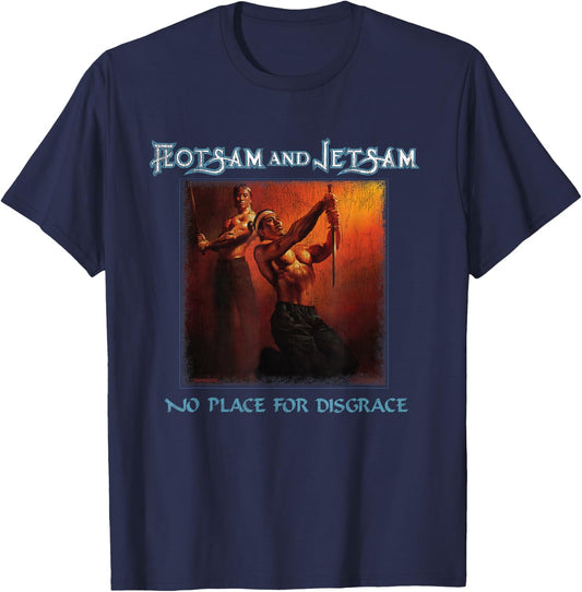 Manic Merch LLC Flotsam and Jetsam - No Place for Disgrace Classic Fit Black T-Shirt - T-Shirt | Navy