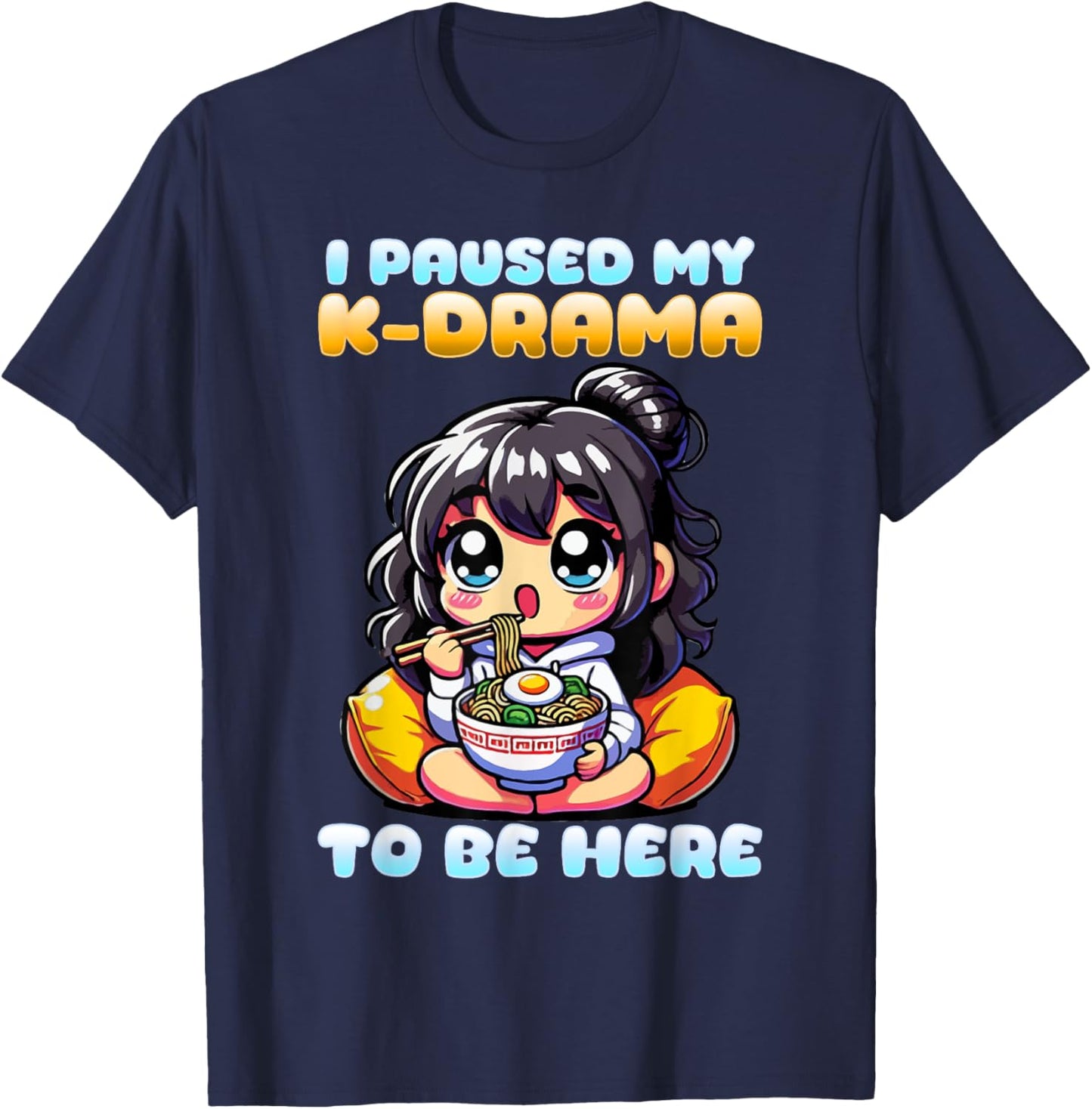 I Paused My K-Drama To Be Here I Finger Heart I Korean Music T-Shirt - T-Shirt | Navy
