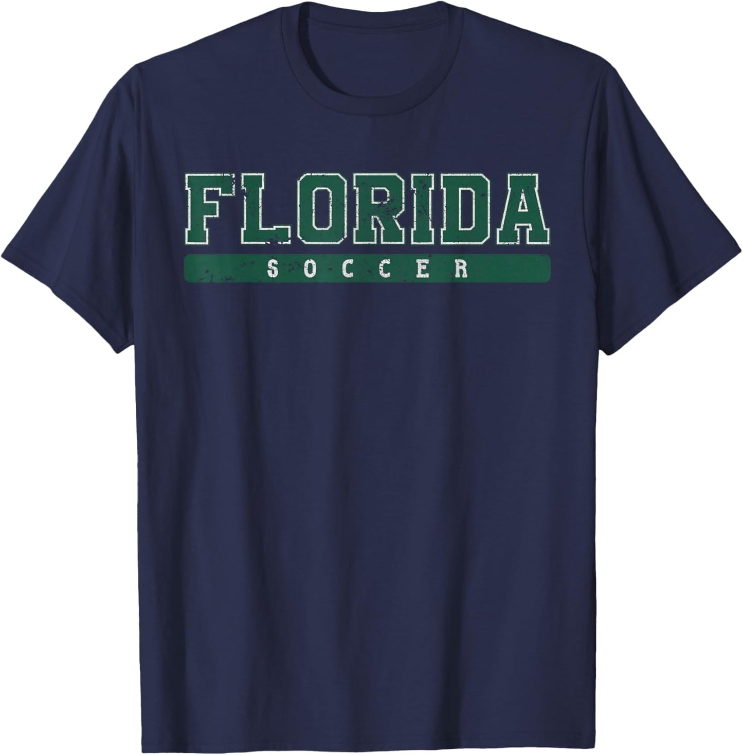 Florida Soccer Green Vintage Text T-Shirt - T-Shirt | Navy