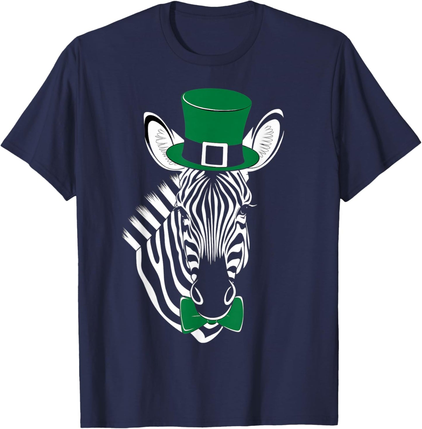 Green Zebra shamrock on St Patricks Day Zebra T-Shirt - T-Shirt | Navy