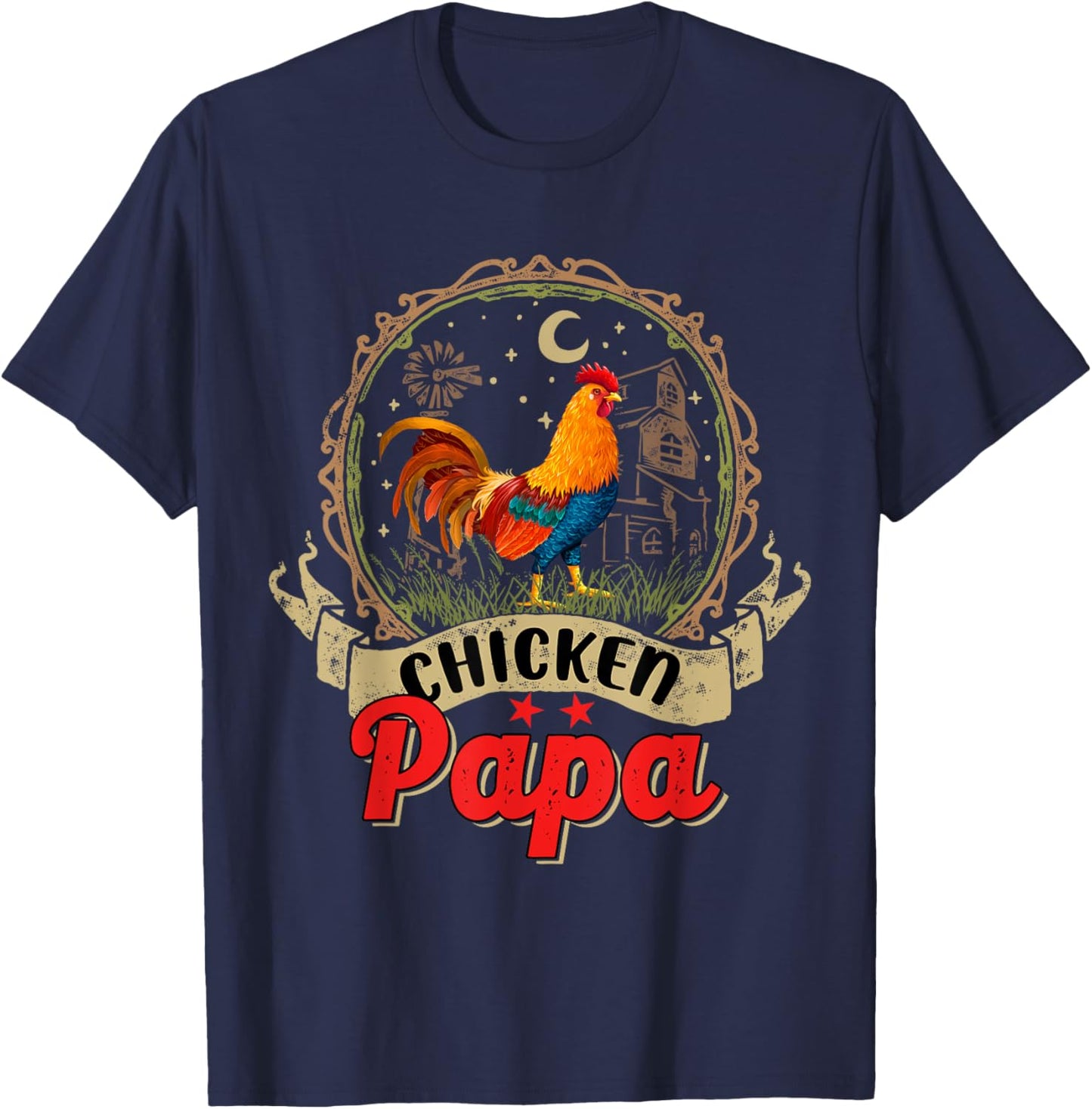 Vintage Chicken Papa Costume Chicken Lover Farmer Family T-Shirt - T-Shirt | Navy