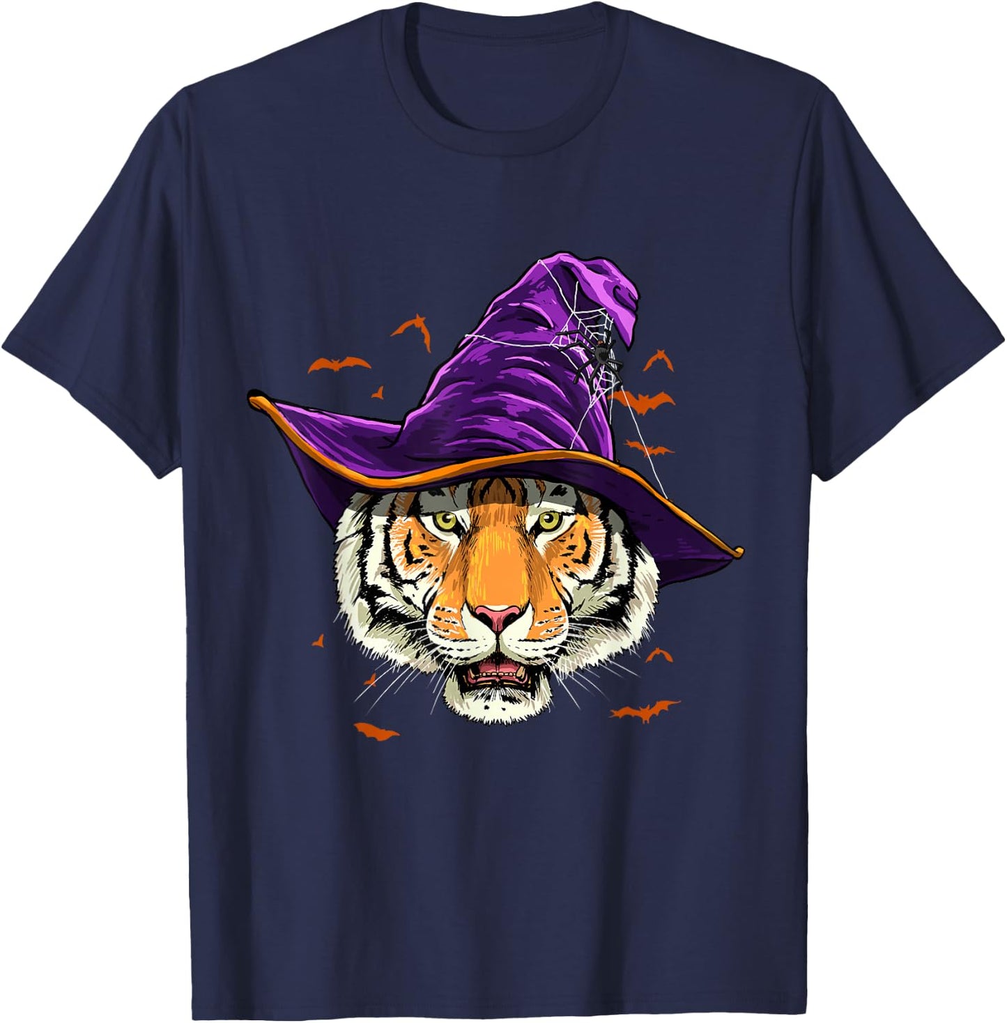 Tiger Witch Hat Funny Halloween Tiger Lover Whisperer T-Shirt - T-Shirt | Navy