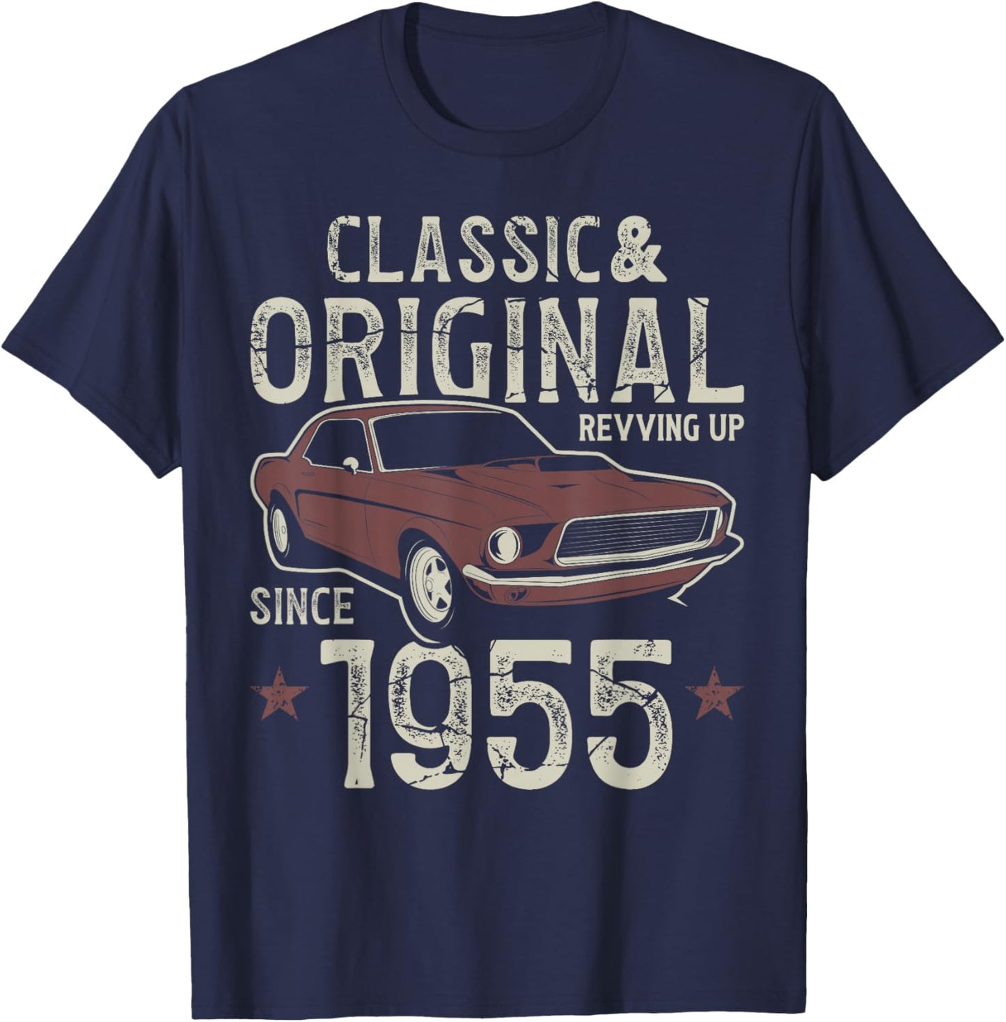 70th Birthday Born 1955 Classic Car T-Shirt - T-Shirt | Navy