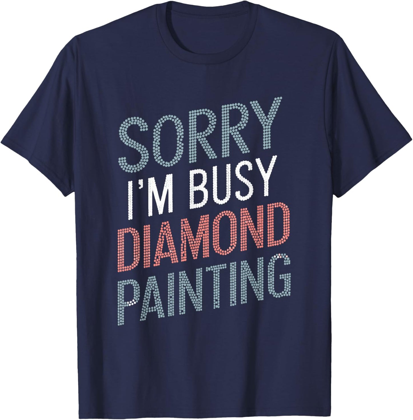 Diamond Art Craft Painter Black Adult Small Modern Love Letter Print Short Sleeve T-Shirt - T-Shirt | Navy