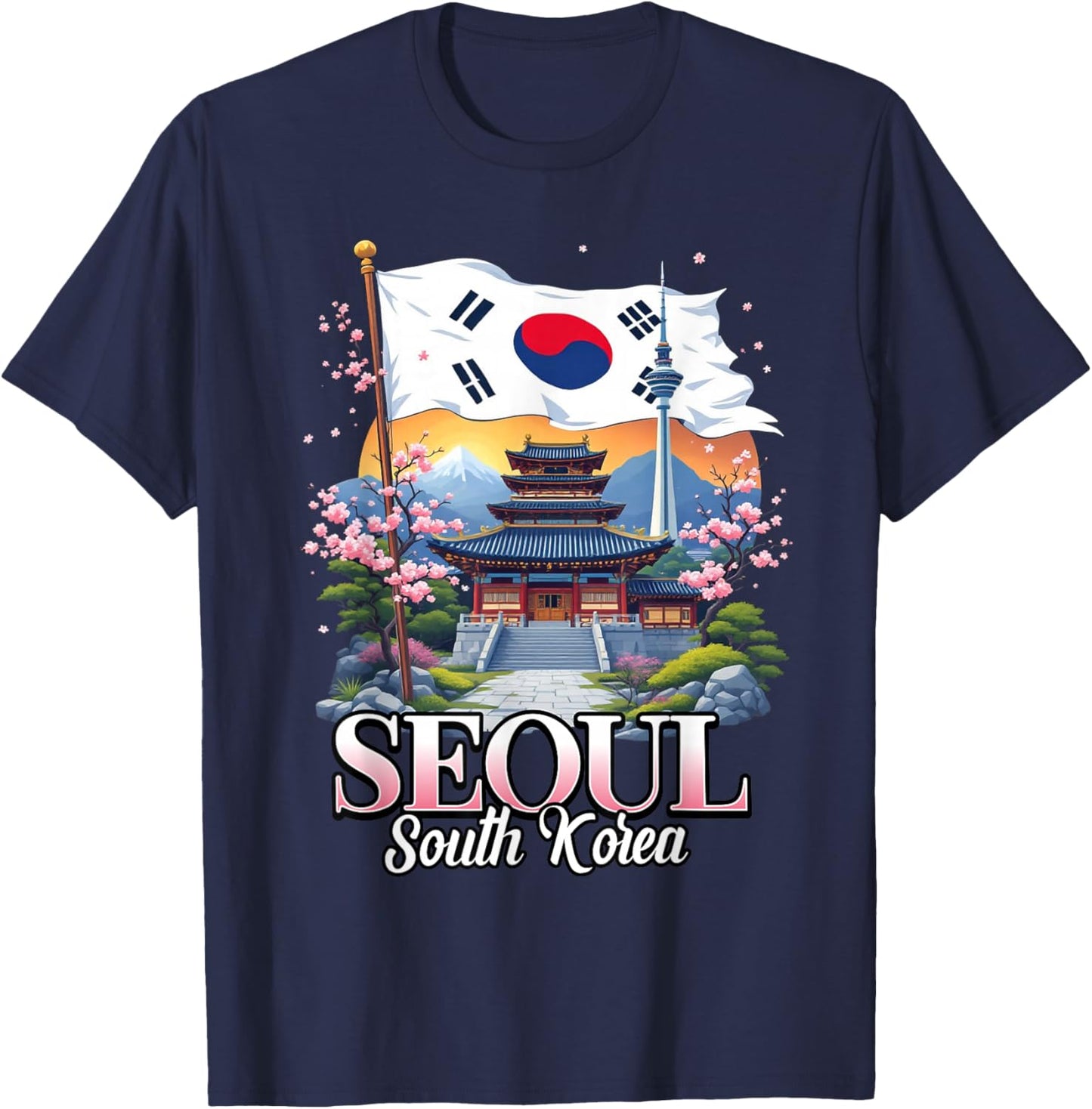 Seoul South Korea Travel South Korean Flag Souvenir T-Shirt - T-Shirt | Navy