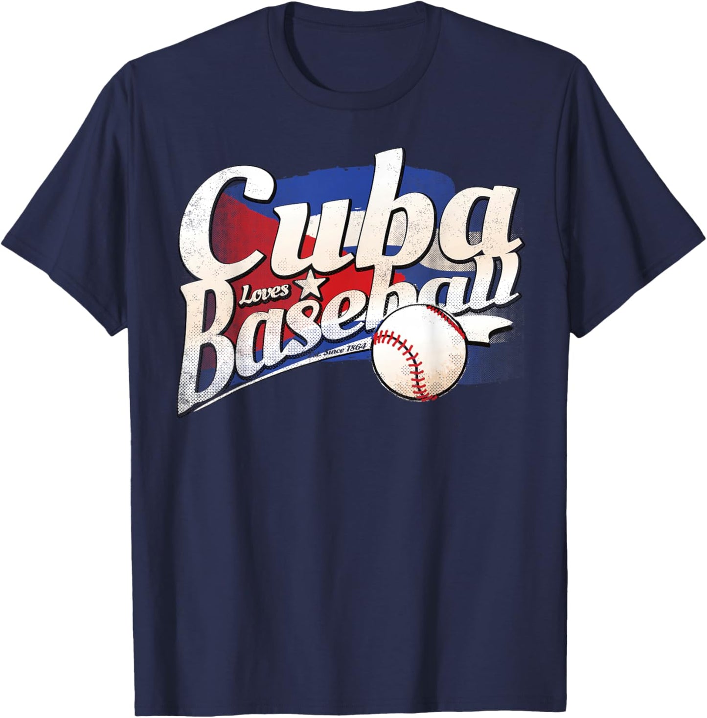 Cuba Baseball Shirt Cuban Flag Patriotic T-Shirt - T-Shirt | Navy
