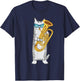 Tuba Cat Wearing Retro Sunglasses For Low Brass Players Men Women Kids T-Shirt - T-Shirt | Navy