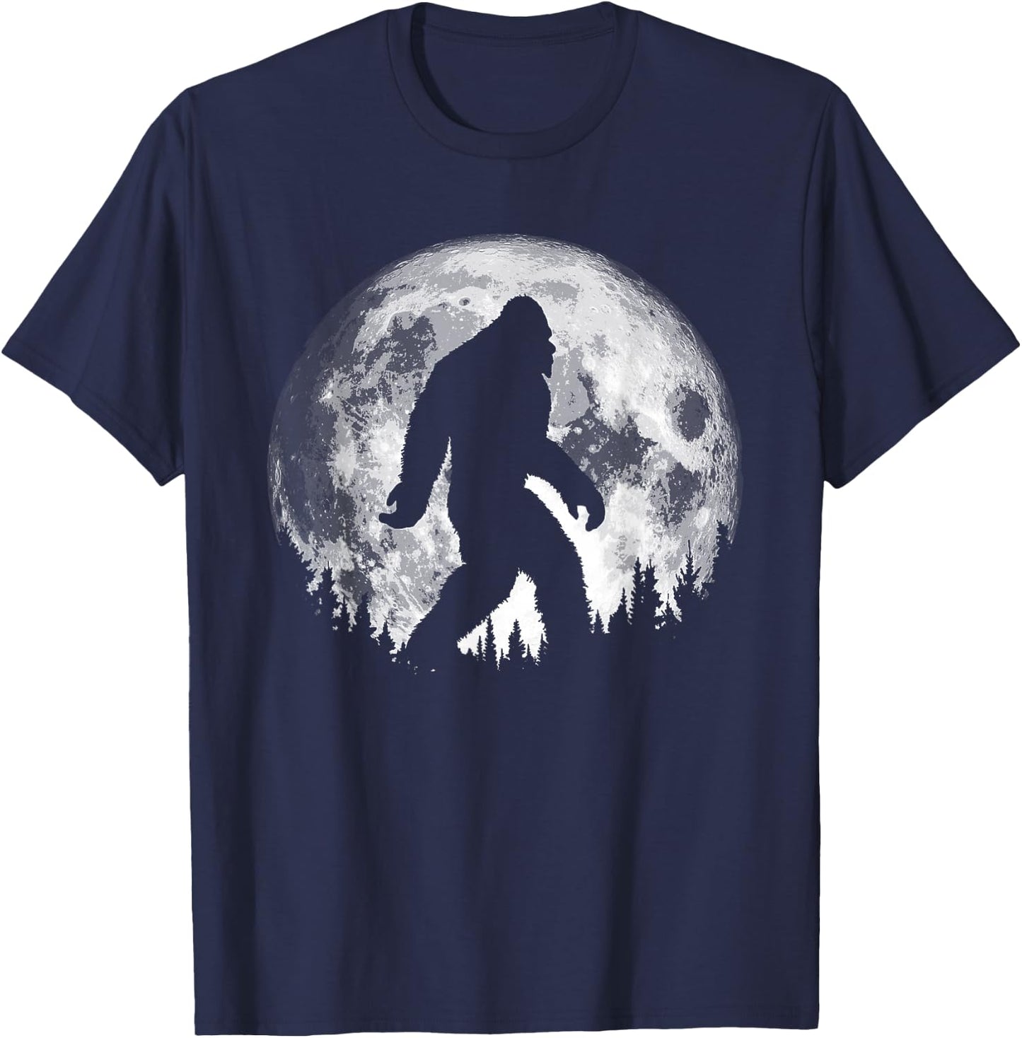 Bigfoot Night Stroll! Cool Full Moon & Trees Sasquatch T-Shirt - T-Shirt | Navy