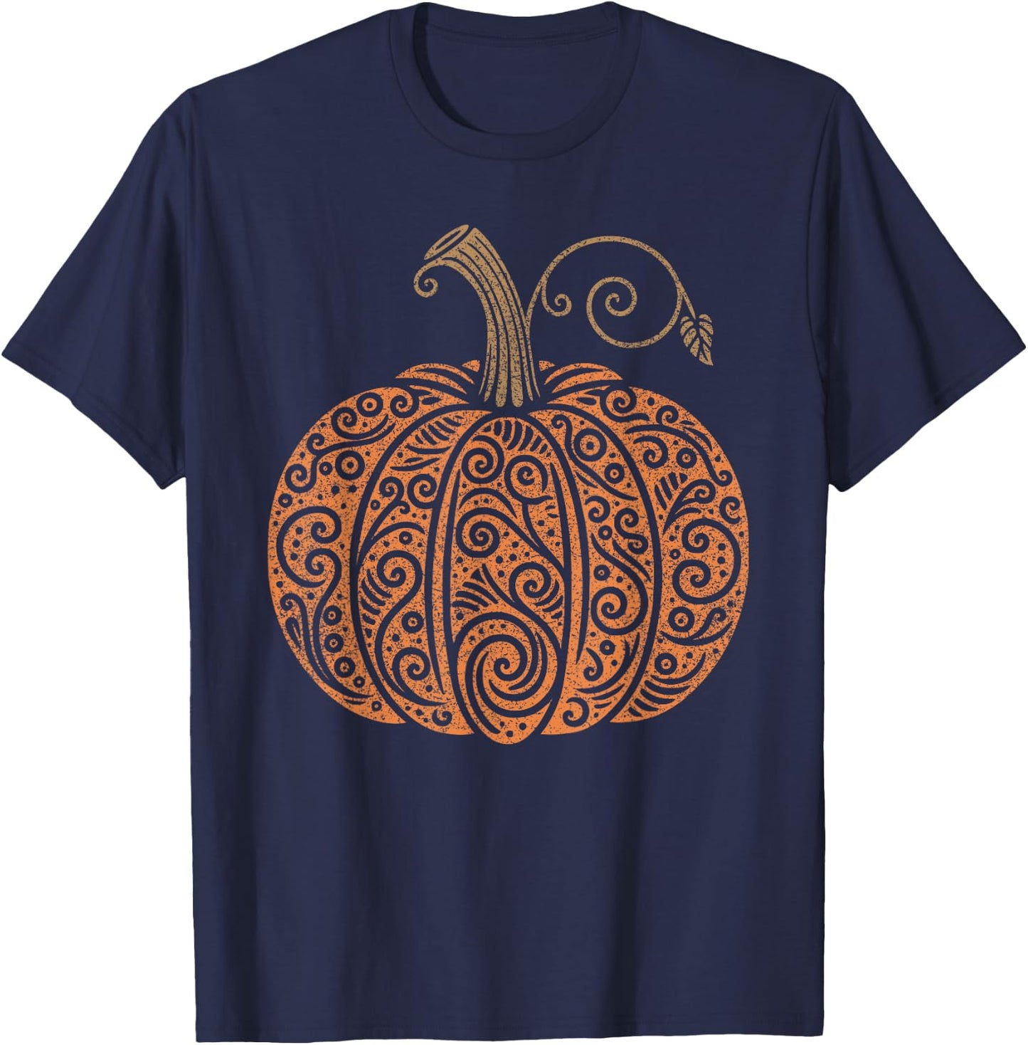 Vintage Pumpkin Women's Autumn Fall Thanksgiving Halloween T-Shirt - T-Shirt | Navy