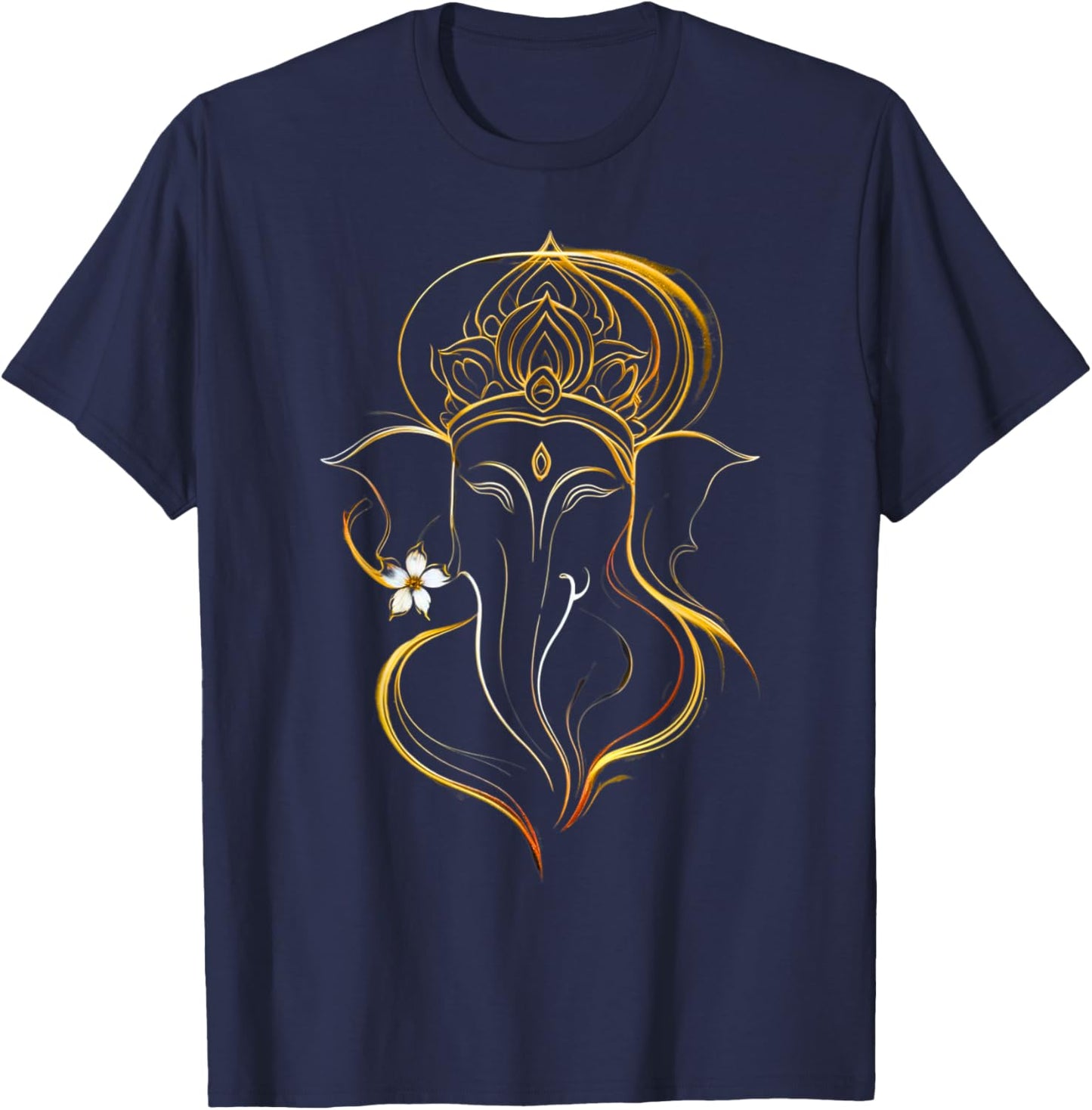 Hindu Ganesha Puja Elephant God India Meditation Yoga Murti T-Shirt - T-Shirt | Navy
